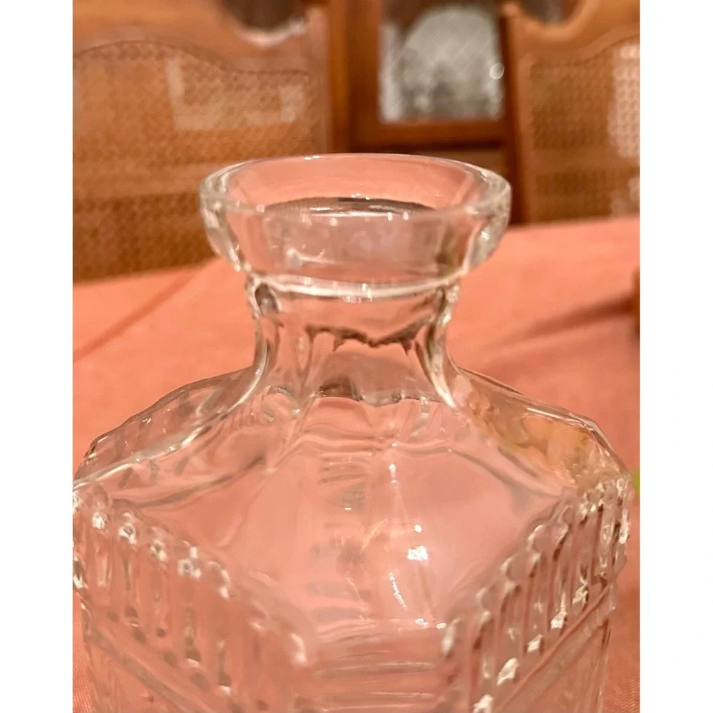 Vintage Square Pressed Glass Decanter – Starburst & Diamond Point Design